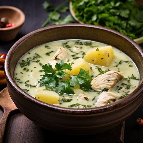  Ajiaco: Eine cremige Hühnersuppe mit Kartoffeln und Guava!  Ein traditionelles kolumbianisches Gericht, das durch seine ungewöhnliche Kombination von herzhaften und süßen Aromen besticht.